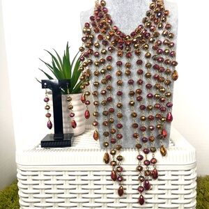 Elegant Multicolor Beaded Necklace and Earring Set